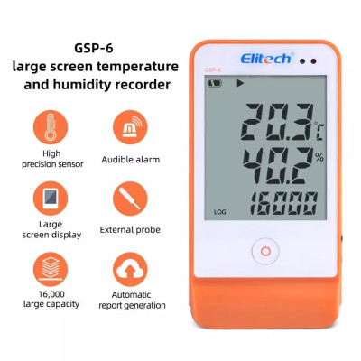Регистратор температуры и влажности Elitech GSP-6 с выносным датчиком (память 16000, ПО)
