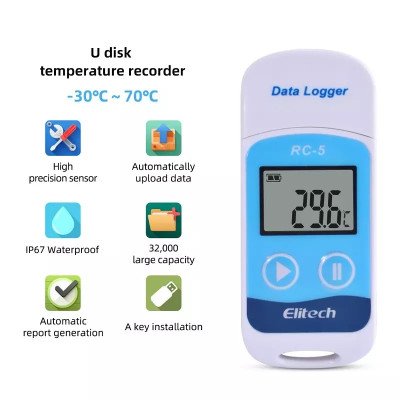 Регистратор температуры Elitech RC-5 (-30...+70 °C, память 32000, PDF, Word, Exel, TXT)