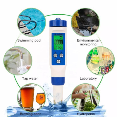 pH/TDS/ЕС/Salinity/Temp метр BLE-9909 5в1 (cмарт bluetooth)