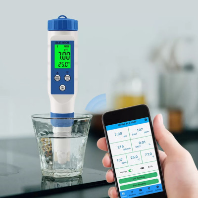pH/TDS/ЕС/Salinity/Temp метр BLE-9909 5в1 (cмарт bluetooth)