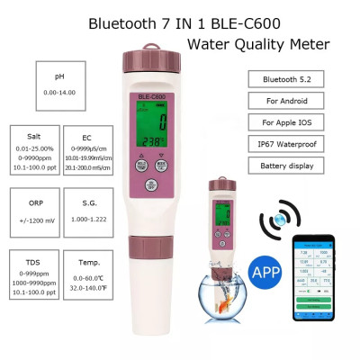 Комбінований BLE-С600 7в1 PH/TDS/EC/ORP/SALINITY/SG/TEMP (cмарт bluetooth)