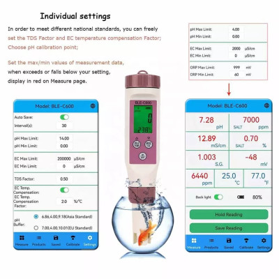 Комбінований BLE-С600 7в1 PH/TDS/EC/ORP/SALINITY/SG/TEMP (cмарт bluetooth)