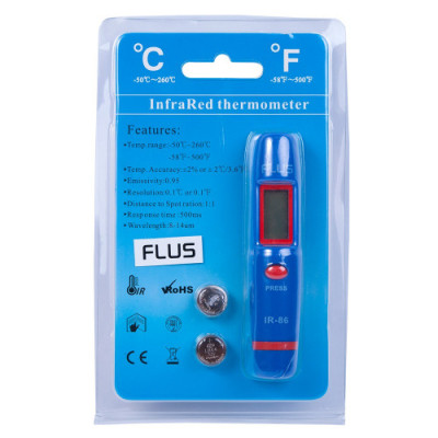 Пирометр карманный Flus IR-86 (-50...+260, 1:1, 0.95)