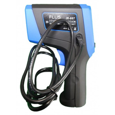 Пирометр FLUS IR-867 (-50...+1180 °C, DS - 50:1, EMS: 0.1-1) с термопарой К-типа (-50℃ до +1370℃), картой памяти, ПО
