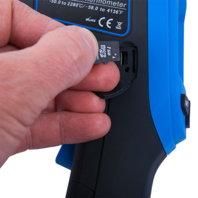 Пирометр FLUS IR-868 (-50…+1380, 50:1, 0.1-1) с термопарой К-типа (-50℃ до +1370℃), USB и SD-картой 