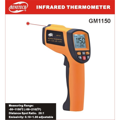 Пирометр Benetech GM1150 (-50...+1150 ºC, 20:1, EMS: 0.1-1)