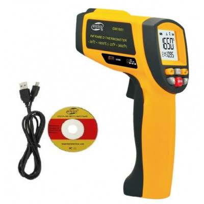 Пирометр Benetech GM1651 (-30...+1650 °C, DS - 50:1, EMS: 0.1-1) ПО, Кейс
