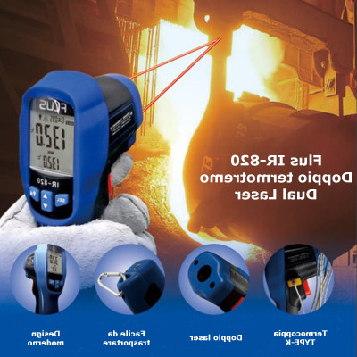 Пирометр Flus IR-820 (-30...+500 °C, 13:1, EMS: 0.1-1) с термопарой К-тип (-50~1370 °C)  