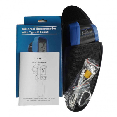 Пирометр Flus IR-821 (-50...+850 ºC, DS - 30:1, EMS: 0,1-1) с термопарой К-типа (-50℃ до +1370℃)