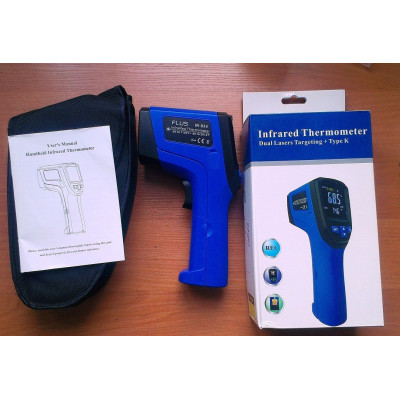 Пірометр FLUS IR-834 (-50...+1100 ºC, DS - 30:1, EMS: 0,1-1) з термопарою К-типу (-50℃ до +1370℃)