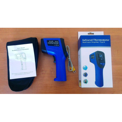 Пірометр FLUS IR-835 (-50...+1350 ºC, DS - 30:1, EMS: 0,1-1) з термопарою К-типу (-50℃ до +1370℃)