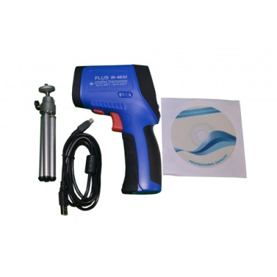 Пирометр Flus IR-863U (-50...+1650 °C, 50:1, 0.1-1.00), ПО, Кейс