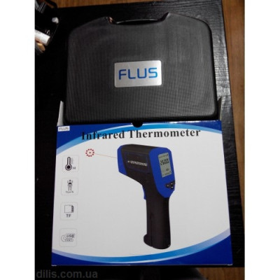 Пирометр FLUS IR-870 (-50…+1980 °C, 50:1, EMS: 0.1-1) с термопарой К-типа (-50℃ до +1370℃), картой памяти, ПО