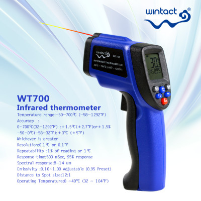 Пирометр Wintact WT700 (-50...+700 °C DS - 12:1, EMS: 0.1-1)