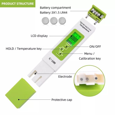Комбінований TDS/EC/SALT/SG/Temp метр С-100 (з підсвічуванням)