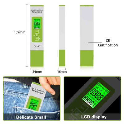 Комбінований TDS/EC/SALT/SG/Temp метр С-100 (з підсвічуванням)
