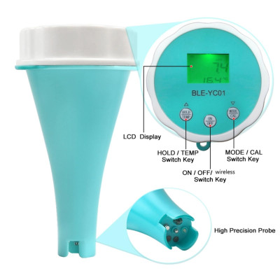 Тестер хлора для бассейна 6в1 BLE-YC01 Chlorine/pH/TDS/EC/ORP/TEMP (хлорометр)