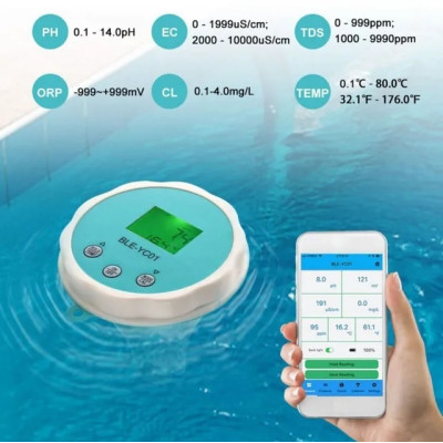 Тестер хлора для бассейна 6в1 BLE-YC01 Chlorine/pH/TDS/EC/ORP/TEMP (хлорометр)