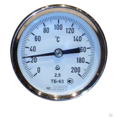 Термометр биметаллический ТБ 63-100 (0+300°С) с осевым штуцером