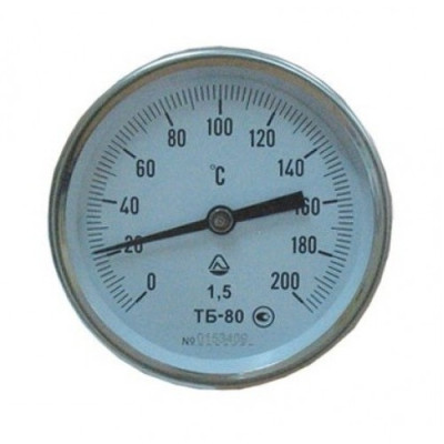Термометр биметаллический ТБ 80-100 (0+120°С) с осевым штуцером