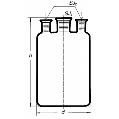 2030/1000 ml Бутыль Вульфа с тремя горловинами без крана SIMAX, Чехия